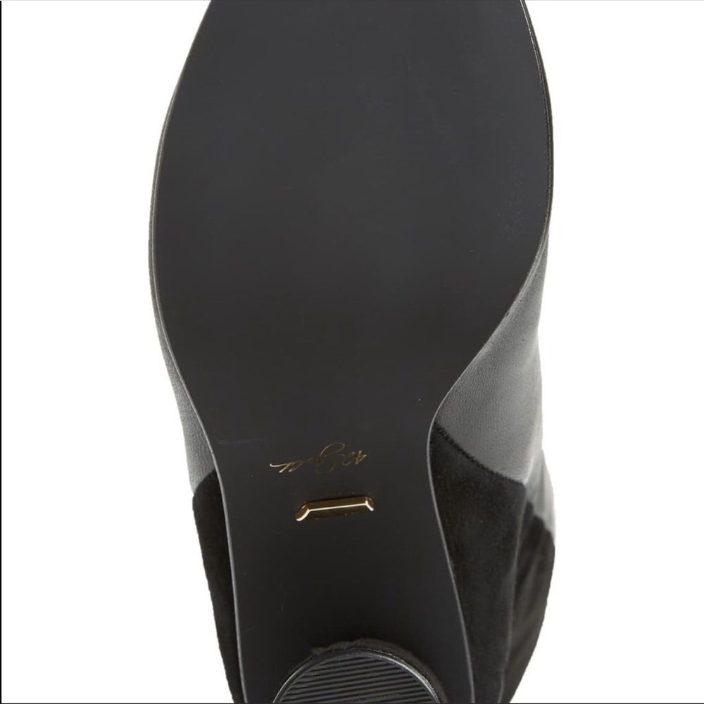 Lulu's Black Two-Tone Leather & Suede Heeled Boots - Picture 4 of 8